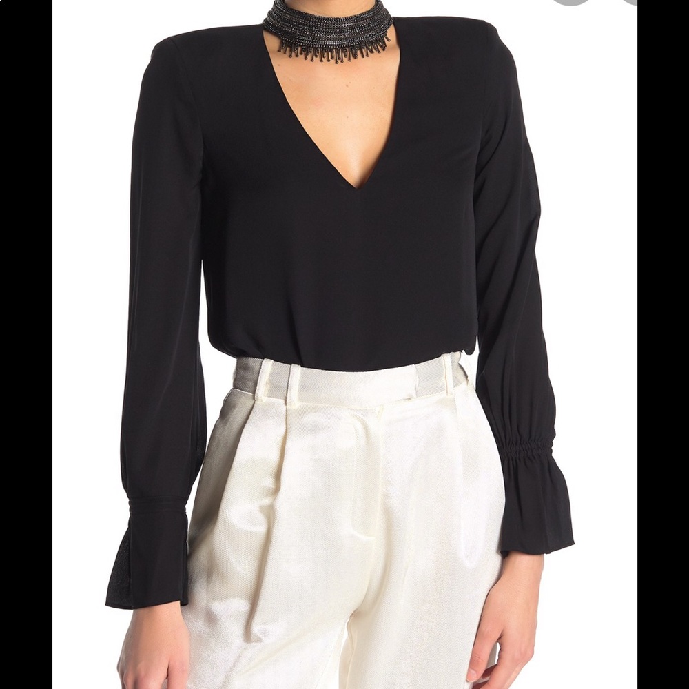 Ramy Brook Silk Embellished Choker Neck Blouse
